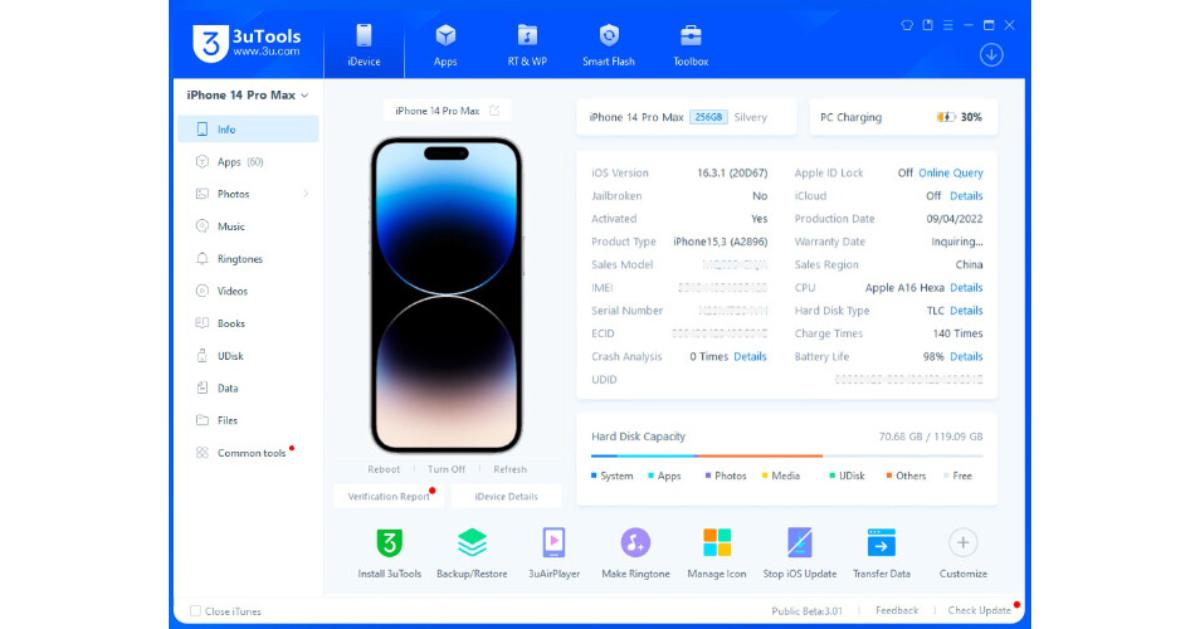 3uTools change location
