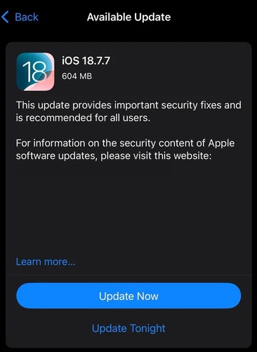 Should I Update to Ios 18.7.7