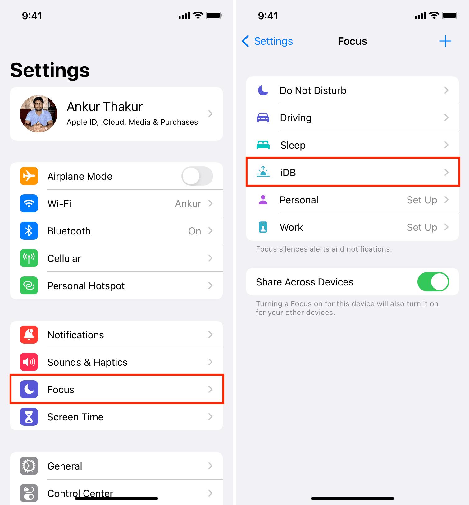 Select a Focus mode