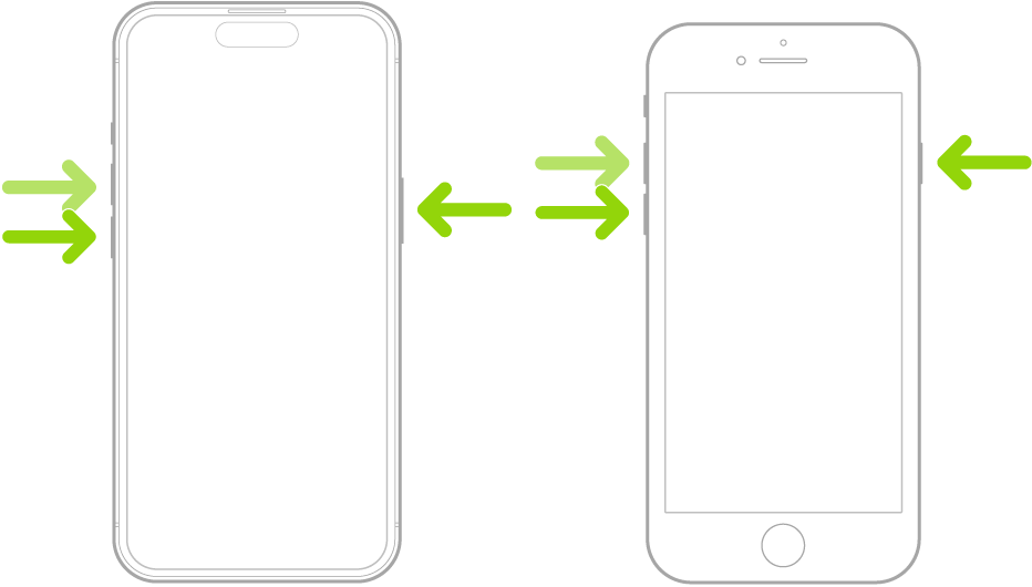 iPhone buttons used for a force restart.