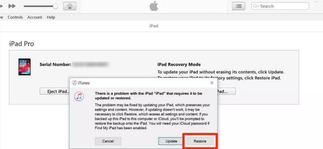 restore ipad by itunes
