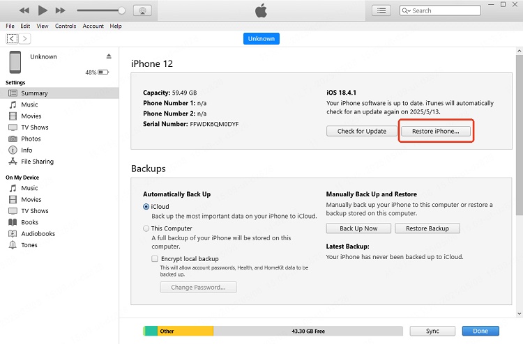 Iphone Restore Error 1109