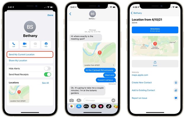 send my current location on iphone