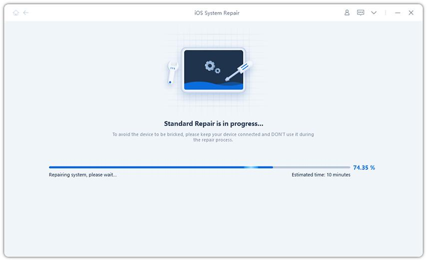 Tenorshare Reiboot repair progress interface.
