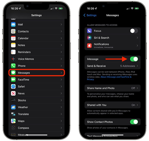 Iphone Messages Black Screen
