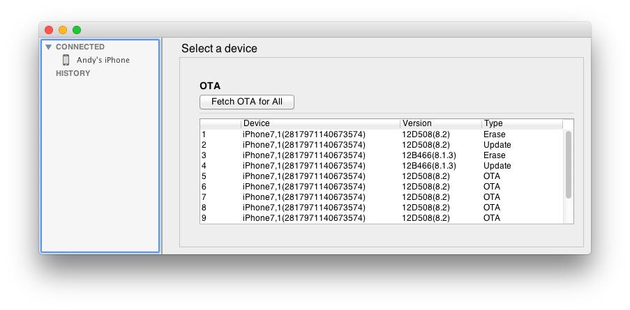 open TinyUmbrella to start managing your iOS device
