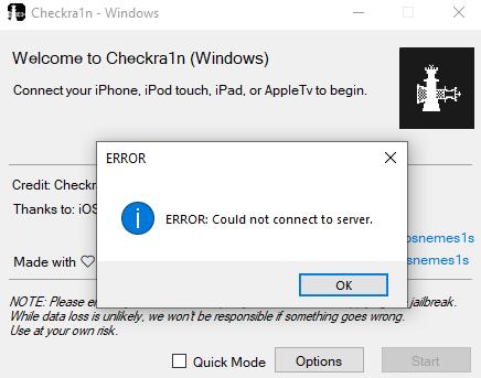 Could Not Connect to Server