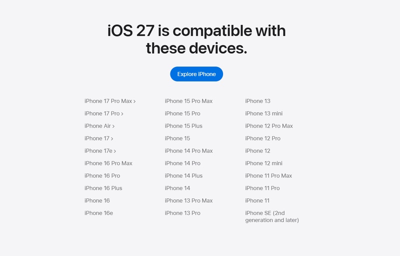 Ios 27 Available on Iphone 11