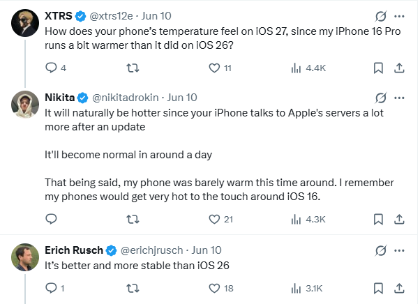 iOS 27 Feedback auf X