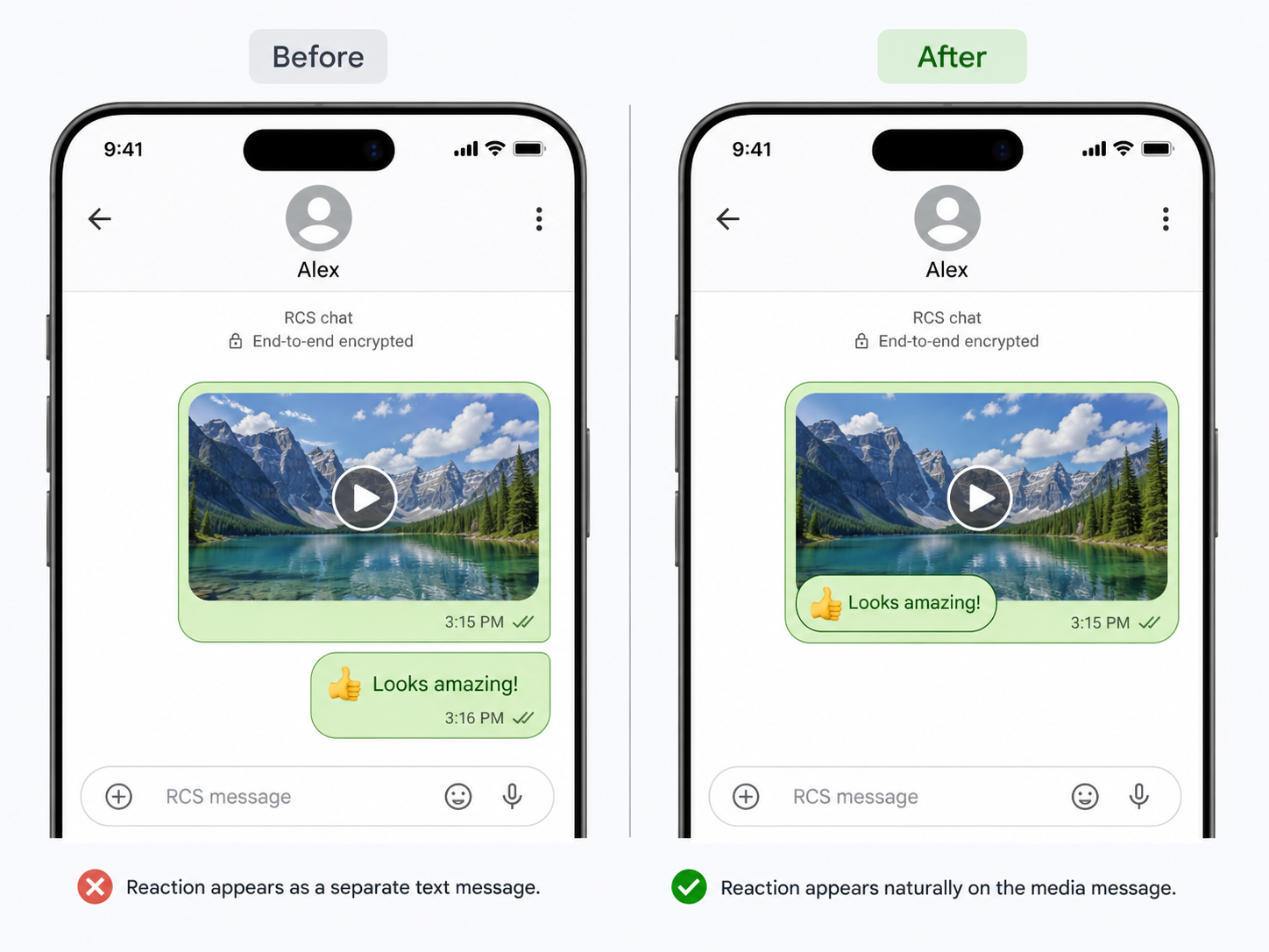 RCS reactions for photos and videos in iOS 27