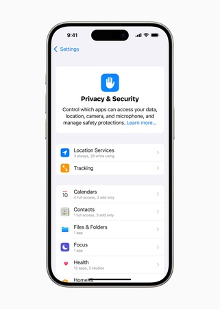 tap privacy and security option