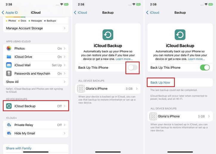 backup through icloud after ios 26 downgrade