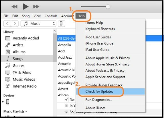 itunes check for update