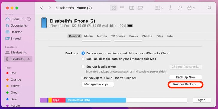 restore the backup after downgrading ios 26