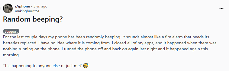 iphone beeping from reddit