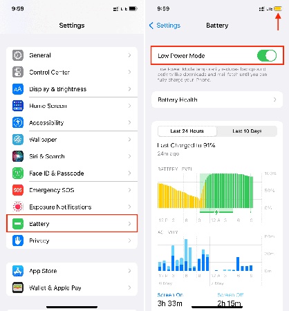 restart update enable low power mode