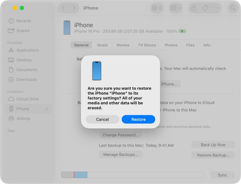 restore iphone by itunes